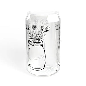 Trendy 16oz Wildflower Sipper Glass with Tritan Plastic Straw - Dipaliz - Tumblers