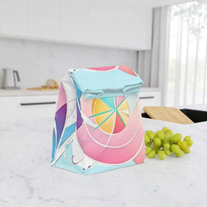 Accessories - Abstract Pink Polyester Lunch Bag - Vibrant Style - Dipaliz 11.75’’ × 7.25’’ 4.75’’