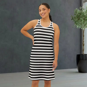 Premium Striped Racerback Dress for Beach Days - Dipaliz - Xs / White - Dresses