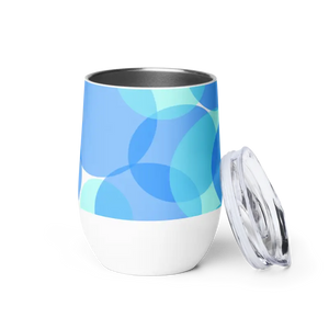 Tumblers - Blue Abstract Circle Wine Tumbler Double Walled - Dipaliz