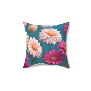 Polyester Square Pillow Blue Background Floral Elegance - Dipaliz - 14’’ × - Throw Pillows