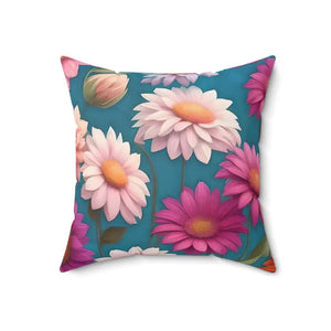 Polyester Square Pillow Blue Background Floral Elegance - Dipaliz - 18’’ × - Throw Pillows
