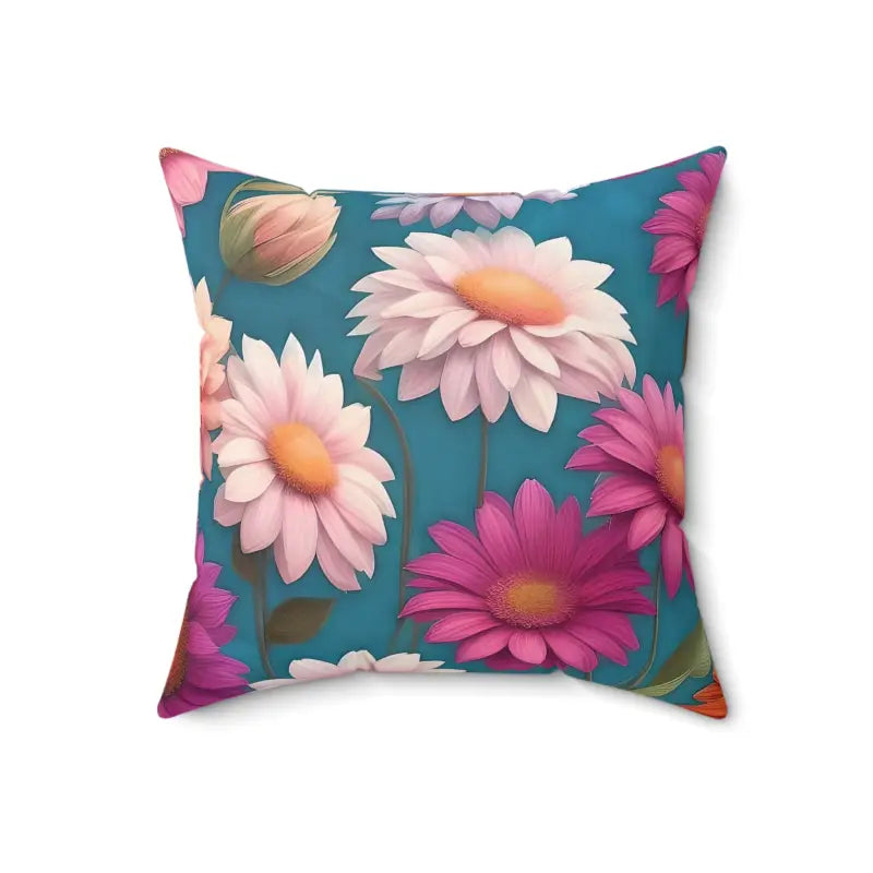 Transform your Space with a Blue Floral Polyester Pillow - 18’’ × Home Decor