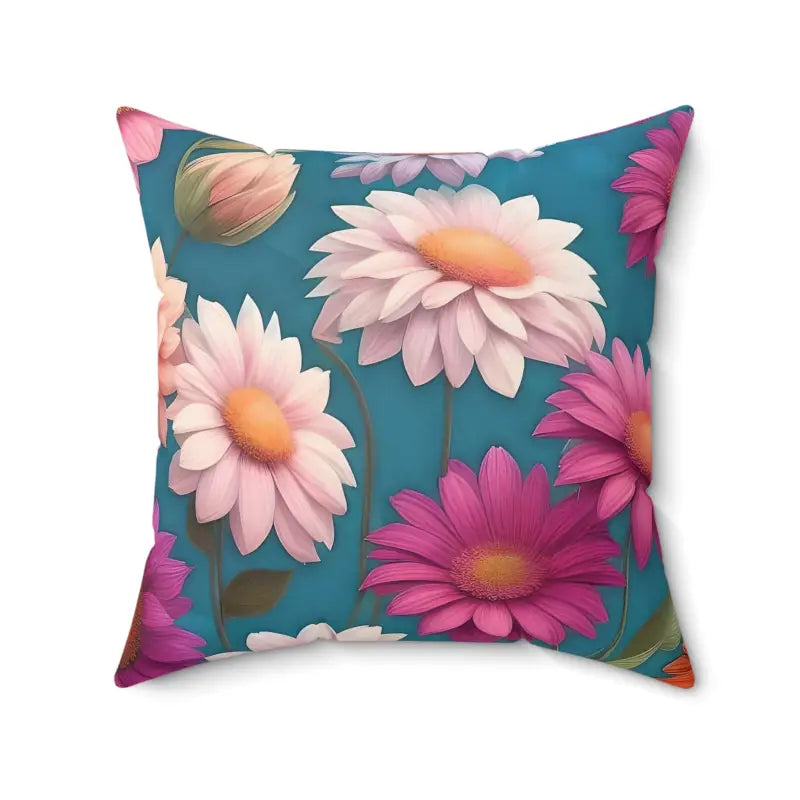 Transform your Space with a Blue Floral Polyester Pillow - 20’’ × Home Decor