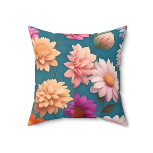 Polyester Square Pillow Blue Background Floral Elegance - Dipaliz - Throw Pillows