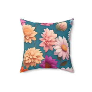 Polyester Square Pillow Blue Background Floral Elegance - Dipaliz - Throw Pillows