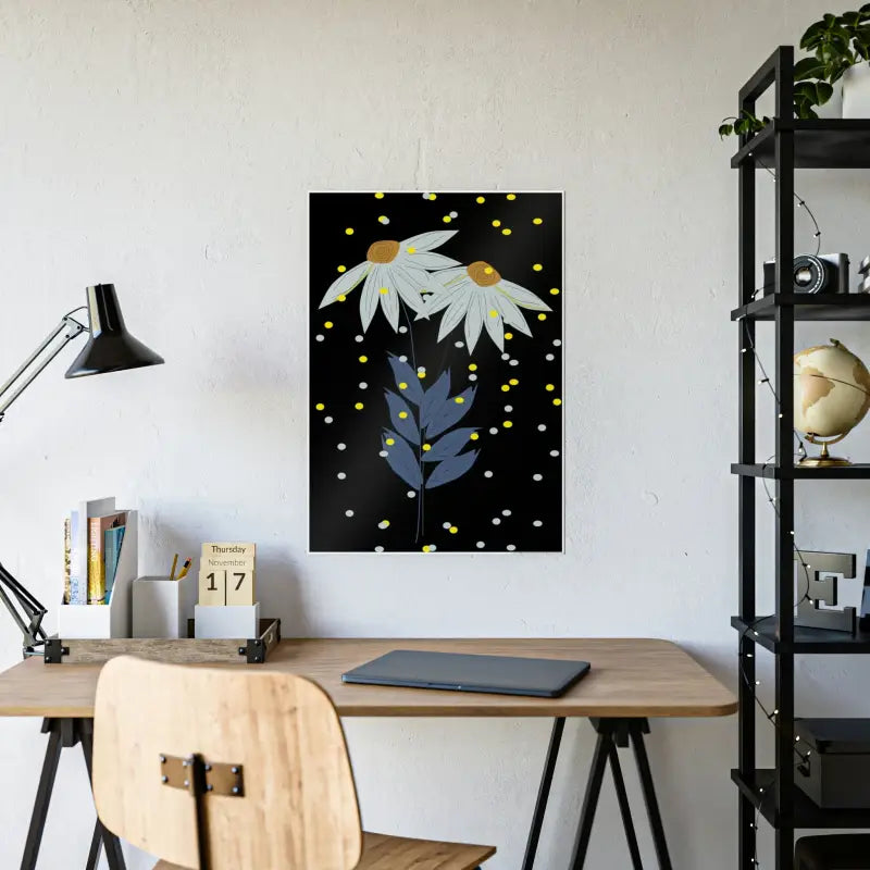 Elevate your Space with Blue Flower Gloss Posters! - Poster