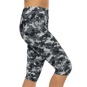 Women Capri Leggings - Stylish Camouflage Casual Wear - Dipaliz