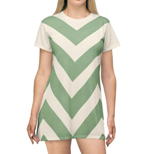 Stylish Chevron T-shirt Dress – Summer - Dipaliz - Dresses - Xs
