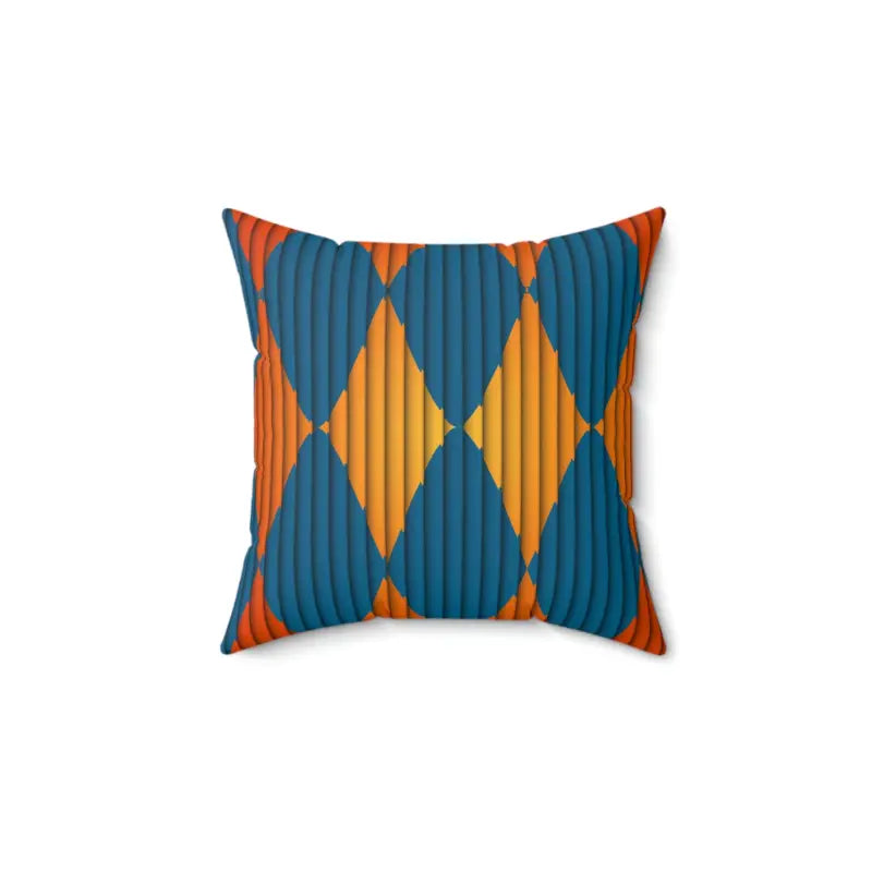 Bold & Cozy: Orange and Blue Polyester Square Pillow - 14’’ × Home Decor