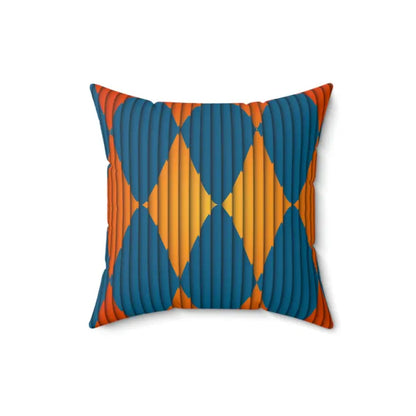 Bold & Cozy: Orange and Blue Polyester Square Pillow - 16’’ × Home Decor