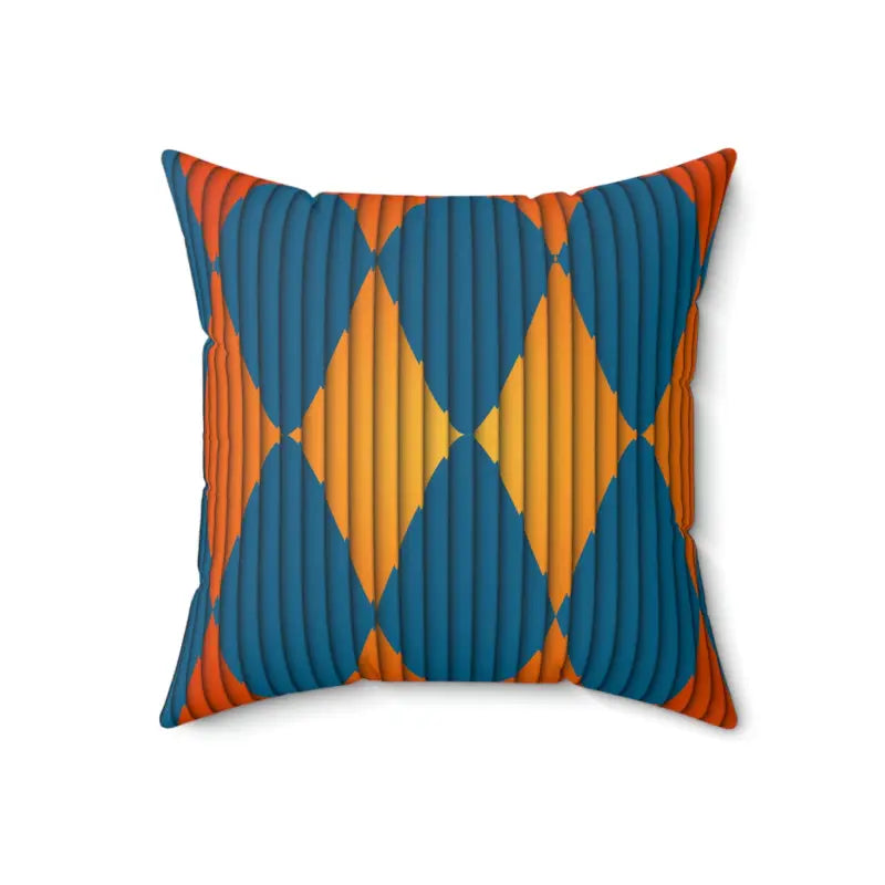 Bold & Cozy: Orange and Blue Polyester Square Pillow - 18’’ × Home Decor