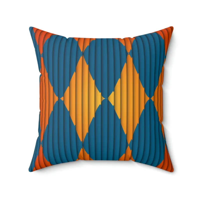 Bold & Cozy: Orange and Blue Polyester Square Pillow - 20’’ × Home Decor