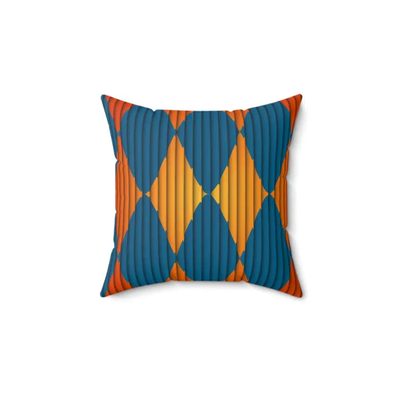 Bold & Cozy: Orange and Blue Polyester Square Pillow - Home Decor