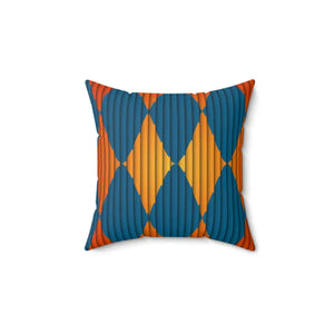 Polyester Square Pillow Orange Blue Geometric Bold Decor Dipaliz - Throw Pillows