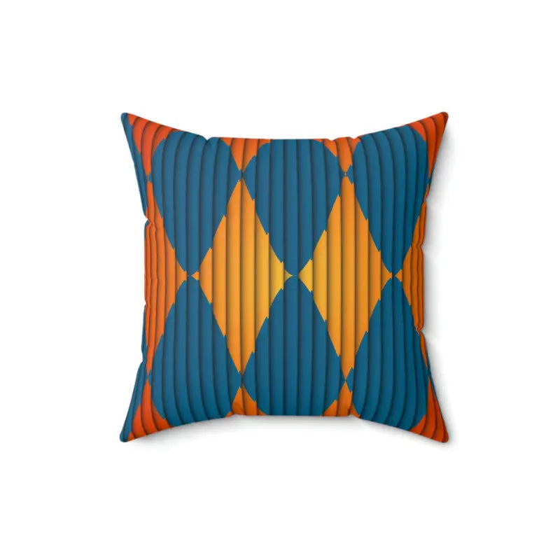 Bold & Cozy: Orange and Blue Polyester Square Pillow - Home Decor