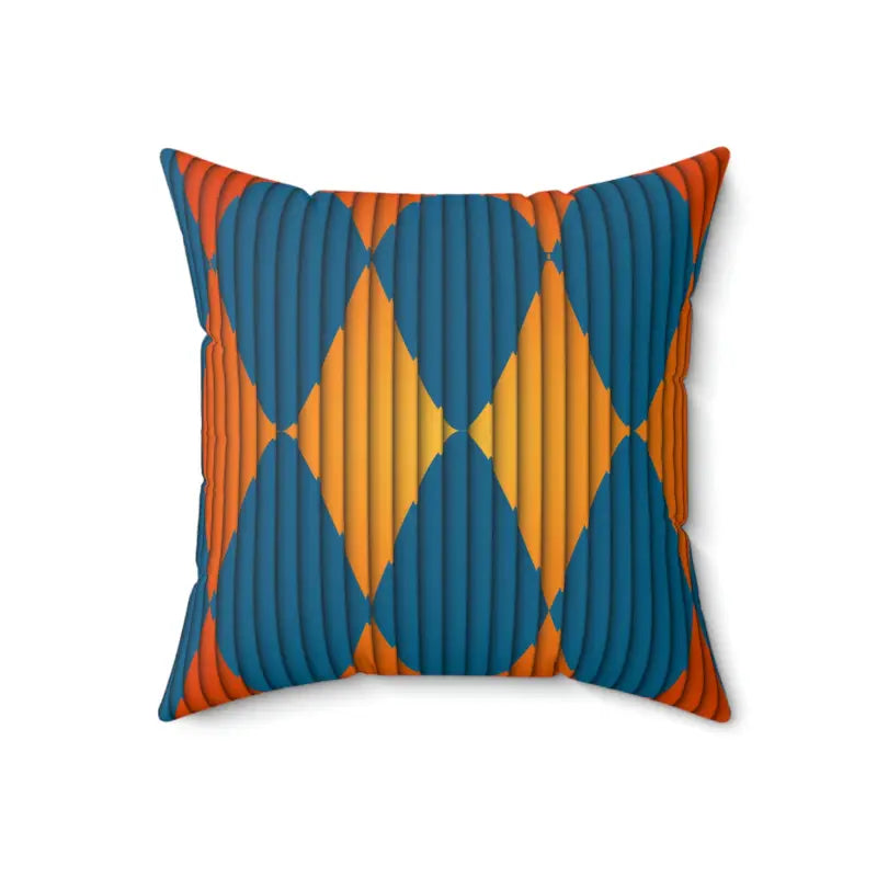 Bold & Cozy: Orange and Blue Polyester Square Pillow - Home Decor