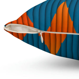 Polyester Square Pillow Orange Blue Geometric Bold Decor Dipaliz - Throw Pillows