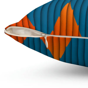 Polyester Square Pillow Orange Blue Geometric Bold Decor Dipaliz - Throw Pillows