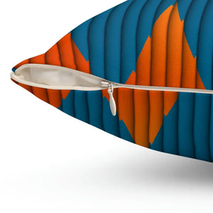 Polyester Square Pillow Orange Blue Geometric Bold Decor Dipaliz - Throw Pillows