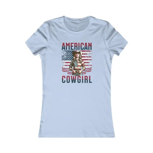 Usa Flag Cowgirl Stylish & Comfy Ribbed Knitting Tee - Dipaliz - s / Baby Blue - T-shirts