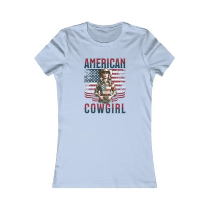 Yeehaw Usa Flag Cowgirl: Stylish & Comfy Ribbed Knit Top - s / Baby Blue T-shirt