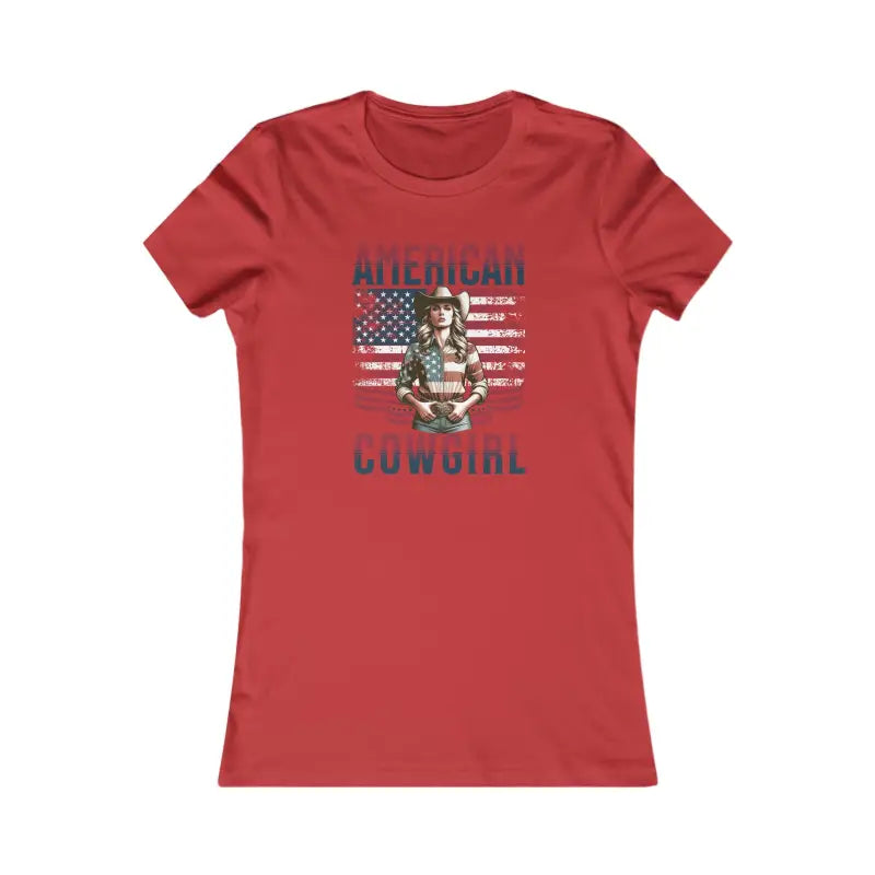 Yeehaw Usa Flag Cowgirl: Stylish & Comfy Ribbed Knit Top - s / Red T-shirt