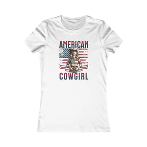 Usa Flag Cowgirl Stylish & Comfy Ribbed Knitting Tee - Dipaliz - s / White - T-shirts