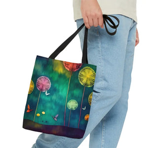 Aop Tote Bag Dandelions Dancing Vibrant Style - Dipaliz - Small - Shopping Totes