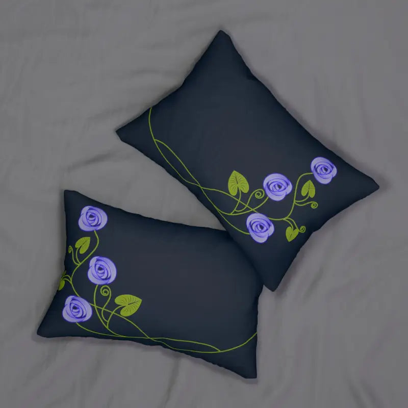 Elevate Decor with Dipaliz Purple Flowers Polyester Lumbar Pillow - 20’’ × 14’’ Home