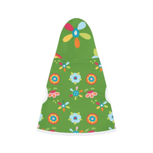 Dog Hoodie Floral Green White Rib Color Comfort Style Dipaliz - Apparel & Accessories