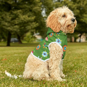 Dog Hoodie Floral Green White Rib Color Comfort Style Dipaliz - Apparel & Accessories