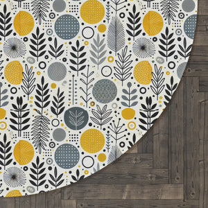 Stylish Floral Grey Round Rug – Soft Chenille - Dipaliz - Rugs