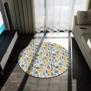 Stylish Floral Grey Round Rug – Soft Chenille - Dipaliz - Rugs