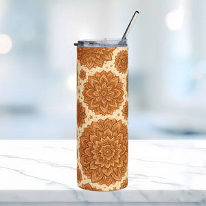 Stainless Steel Tumbler - Floral Hot Sips Design - Dipaliz - 20oz / Black - Tumblers