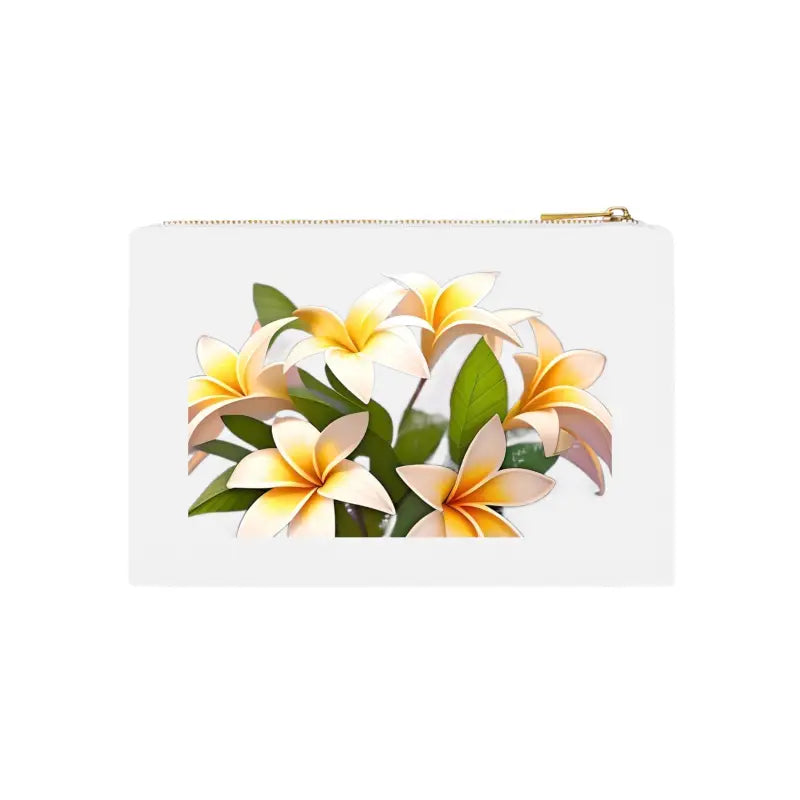 Blooming Frangipani Flair Floral Cosmetic Bag - White / one Size Bags