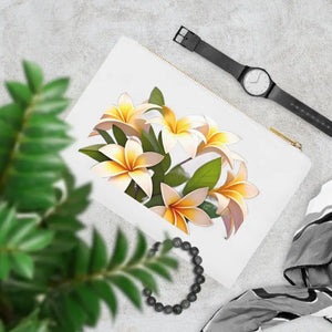 Floral Cosmetic Bag - Frangipani Flowers Design - Dipaliz - White / one Size - & Toiletry Bags