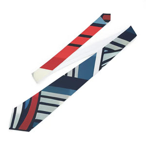 Stylish Geometric Red Necktie Satin Finish Bold Pattern - Dipaliz - one Size - Neckties