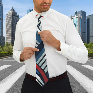 Stylish Geometric Red Necktie Satin Finish Bold Pattern - Dipaliz - one Size - Neckties