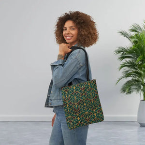 Stylish Geometric Tote Bag with Color Straps - Dipaliz - 13’’ × / Black - Shopping Totes