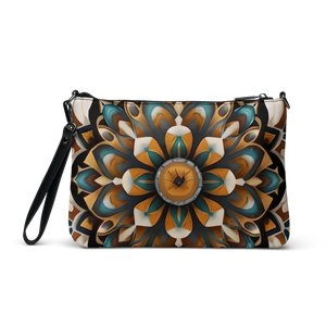 Navy Blue Crossbody Bag - Mandal Pattern Eco Canvas - Dipaliz - Cross Body Bags