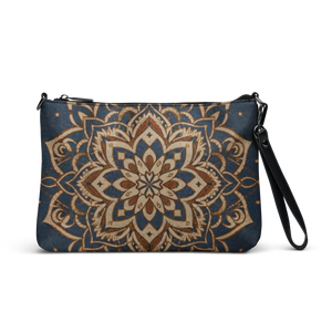 Navy Blue Mandal Pattern Crossbody Bag - Faux Leather - Dipaliz - Cross Body Bags