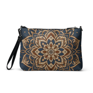 Navy Blue Mandal Pattern Crossbody Bag - Faux Leather - Dipaliz - Cross Body Bags