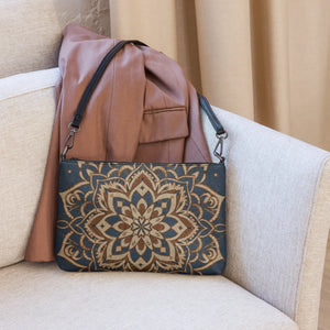Navy Blue Mandal Pattern Crossbody Bag - Faux Leather - Dipaliz - Cross Body Bags