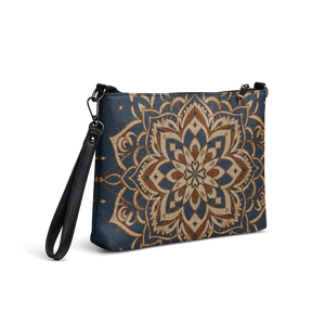 Navy Blue Mandal Pattern Crossbody Bag - Faux Leather - Dipaliz - Cross Body Bags