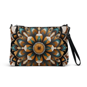 Navy Blue Crossbody Bag - Mandal Pattern Eco Canvas - Dipaliz - Cross Body Bags