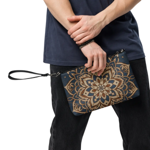 Navy Blue Mandal Pattern Crossbody Bag - Faux Leather - Dipaliz - Cross Body Bags