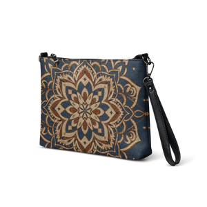 Navy Blue Mandal Pattern Crossbody Bag - Faux Leather - Dipaliz - Cross Body Bags