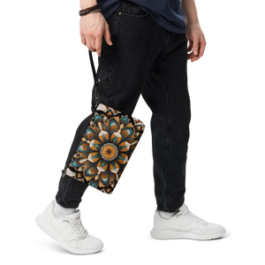 Navy Blue Crossbody Bag - Mandal Pattern Eco Canvas - Dipaliz - Cross Body Bags