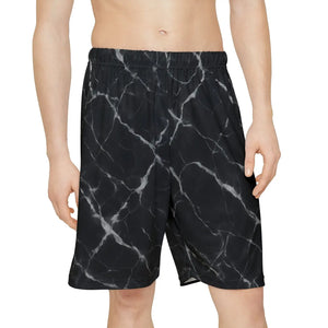 Marble Print Men’s Sports Shorts - Casual Lounge Activewear - Dipaliz - Xs